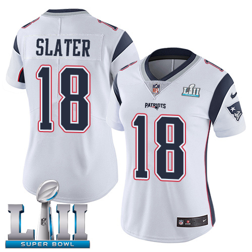 Nike Patriots #18 Matt Slater White Super Bowl LII Women's Stitched NFL Vapor Untouchable Limited Jersey